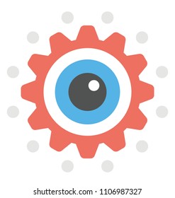 
An eye inside a cogwheel symbolising graphic technology
