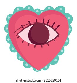 eye inside heart icon isolated