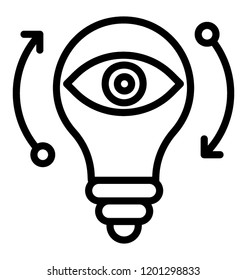 Eye inside light bulb showing icon concept of idea visualization