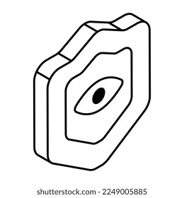 Eye inside shield, icon of security monitoring 
