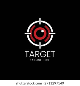 Olho dentro alvo alvo alvo alvo mira foco ícone símbolo ícone fundo preto Vetor logotipo modelo