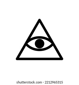 Eye inside triangle symbol vector - Caodaism religion black icon isolated on white background