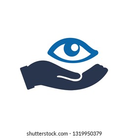 Eye Insurance Icon, Eye Care Icon, Optometry Icon, Eye Vision Look Icon Vector Logo Element