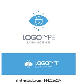 Eye, Internet, Security, Lock Blue Solid Logo with place for tagline