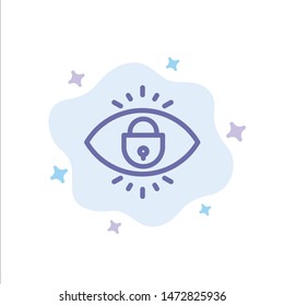 Eye, Internet, Security, Lock Blue Icon on Abstract Cloud Background