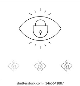 Eye, Internet, Security, Lock Bold and thin black line icon set. Vector Icon Template background