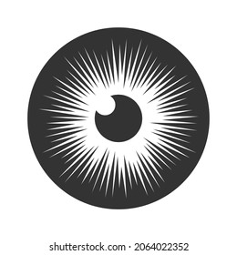 Eye iris vector icon. Optic eyesight and look symbol. View or watch sign. Optician logo. Isolated on white background.