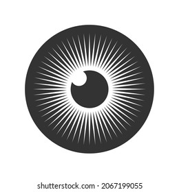 Eye iris vector icon. Optic eyesight and look symbol. View or watch sign. Optician logo. Isolated on white background.
