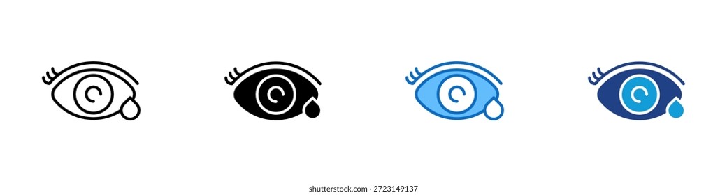 Vector de diseño de íconos de estilo múltiple - Ojo con símbolo de lágrima que representa irritación, sequedad o molestias alérgicas en los ojos