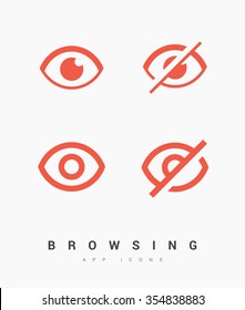 an eye isolated minimal flat linear icon. Browsing line vector icon for websites and mobile minimalistic flat design.