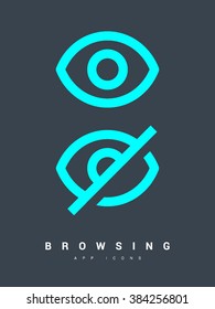 an eye isolated minimal flat linear icon. Browsing line vector icon for websites and mobile minimalistic flat design.