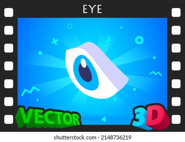 Eye isometric design icon. Vector web illustration. 3d colorful concept