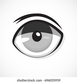 Eye Kawaii anime  icon on white background.Cartoon,Monster,Evil,Ghost Eyes art.Fashion woman Eye Logo design vector template.Creative Vision Logotype concept.