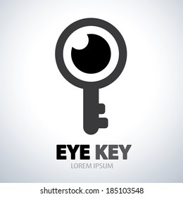 Eye key symbol icon. Vector design, Logo template design