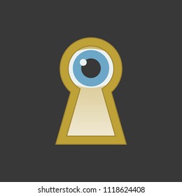 Eye in keyhole, flat design icon