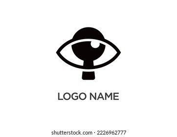 Eye and keyhole logo design template on white background.