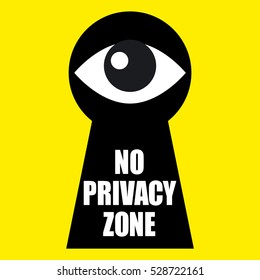 Eye in the keyhole, no privacy zone sign. Vector illustration.