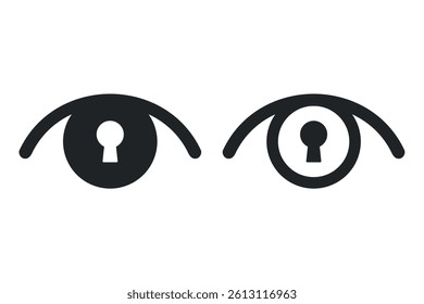 Eye with keyhole, restrict view icon. Illustration vector