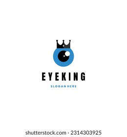 eye king logo design, eye combine with crown logo design modern concept