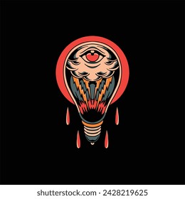 eye in the lamp tattoo vector design