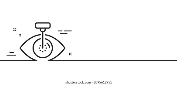 Icono de línea de cirugía láser ocular. Signo de clínica oculista. Símbolo de visión optometría. Fondo mínimo de la ilustración de línea. Banner de patrón de icono de línea láser ocular. Concepto de plantilla web blanca. Vector