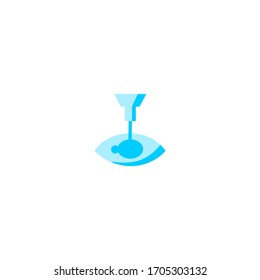 eye laser surgey icon. simple, flat, blue. health and medical icon.