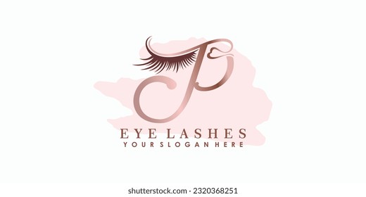 eye lash beauty logo design with letter concept