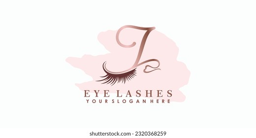 eye lash beauty logo design with letter concept