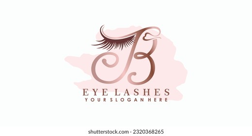 eye lash beauty logo design with letter concept