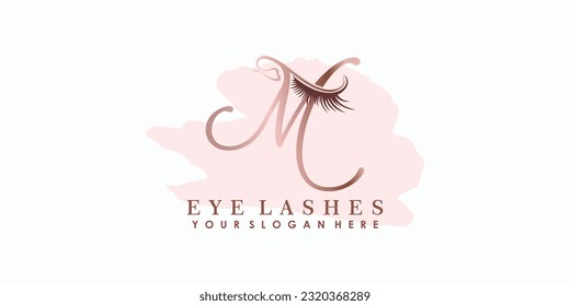 eye lash beauty logo design with letter concept