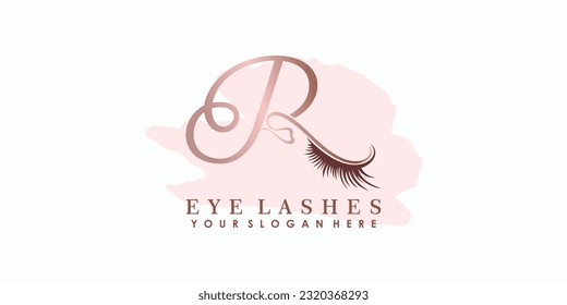 eye lash beauty logo design with letter concept