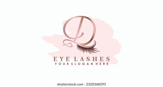 eye lash beauty logo design with letter concept