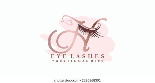 eye lash beauty logo design with letter concept