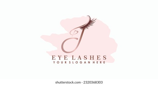 eye lash beauty logo design with letter concept