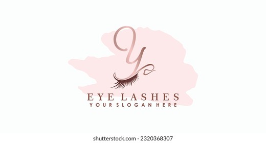 eye lash beauty logo design with letter concept