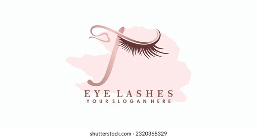 eye lash beauty logo design with letter concept