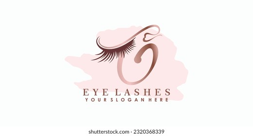 eye lash beauty logo design with letter concept