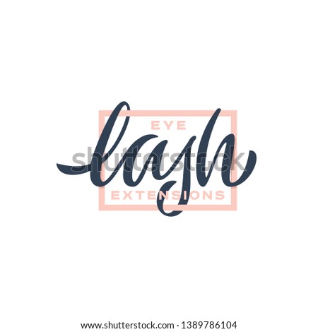 Eye lash extensions hand lettering logo. Vector illustration - Vector 