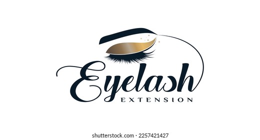 eye lash logo icon with modern unique concept design premium vector