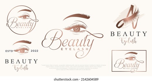 Eye lashes icon set logo design with creative modern concept