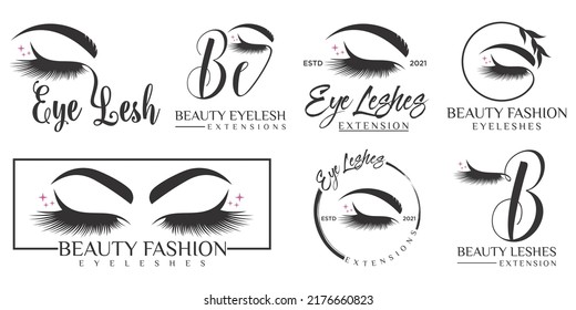 Eye lashes icon set logo design template