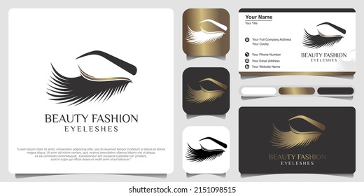 Eye lashes logo design with business card, creative modern concept