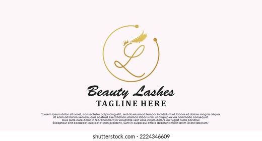 Eye lashes logo design with creative modern concept Premium Vector