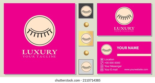 eye lashes logo premium template with elegant business card vector eps 10