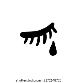 Eye With Lashes And Teardrop Hand Drawn Illustration In Simple Style Black White Contrast Symbol Logo