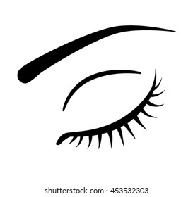 Eye with lashes vector icon