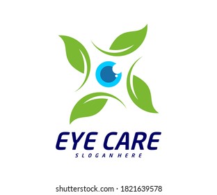 Eye leaf logo design vector template, Creative eye logo concept, Icon symbol, Illustration