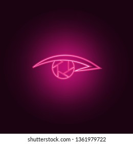 eye lens icon. Elements of Photo in neon style icons. Simple icon for websites, web design, mobile app, info graphics