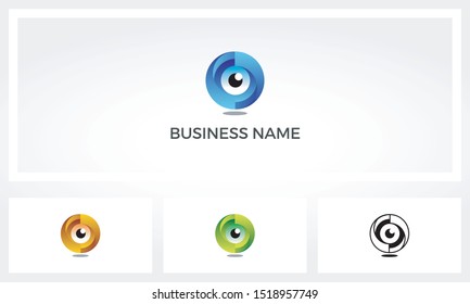 Eye Lens Inside A Sphere Logo Design