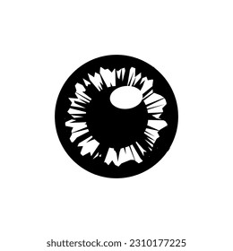 Iris e ícono de la lente ocular, pictograma de ojos humanos, signo de orina, símbolo del iris, ilustración del vector óptico del alumno